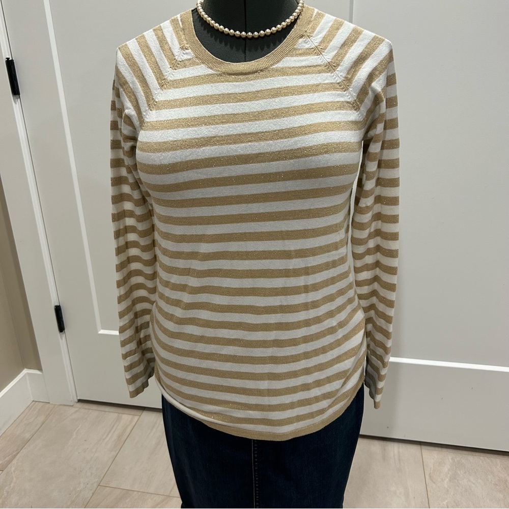 Lilly Pulitzer Striped Gold and White Women's Top size medium